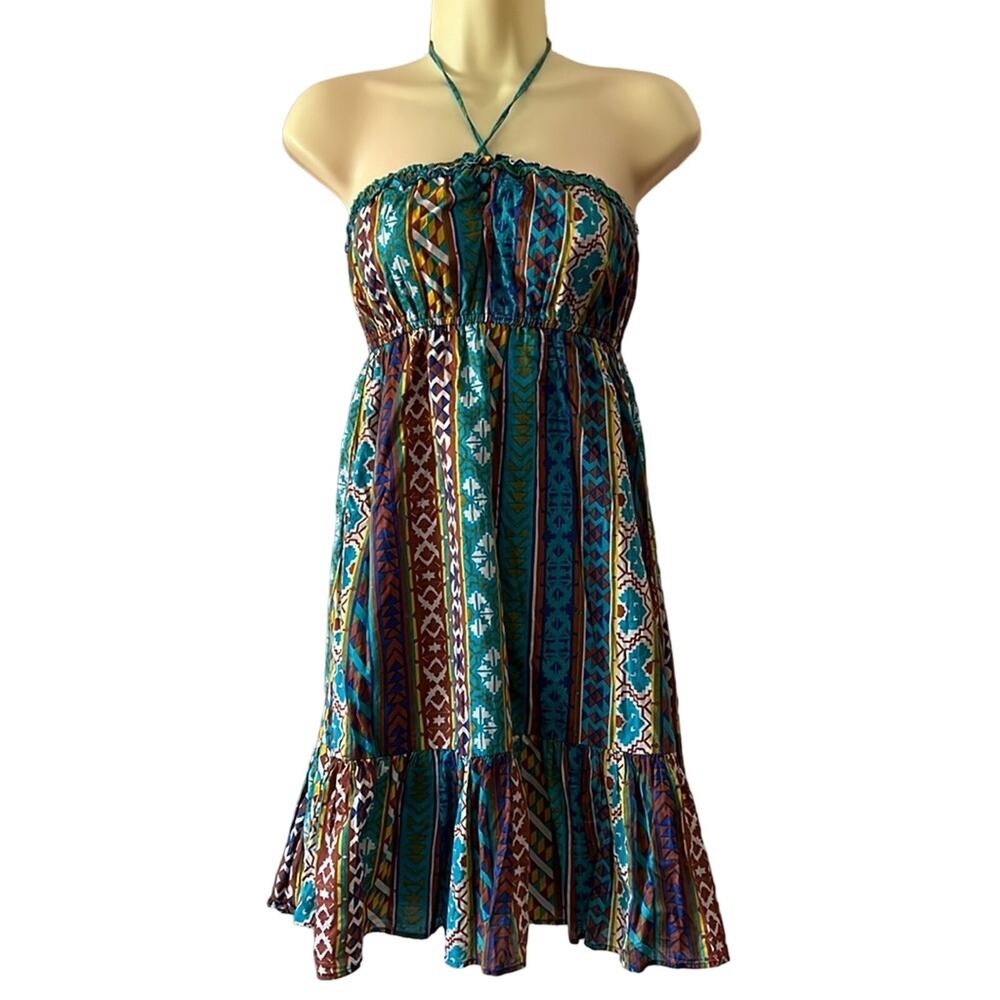 I ❤️ H 81 Multicolor Cotton Striped Print Strapless Sundress Juniors Size Medium